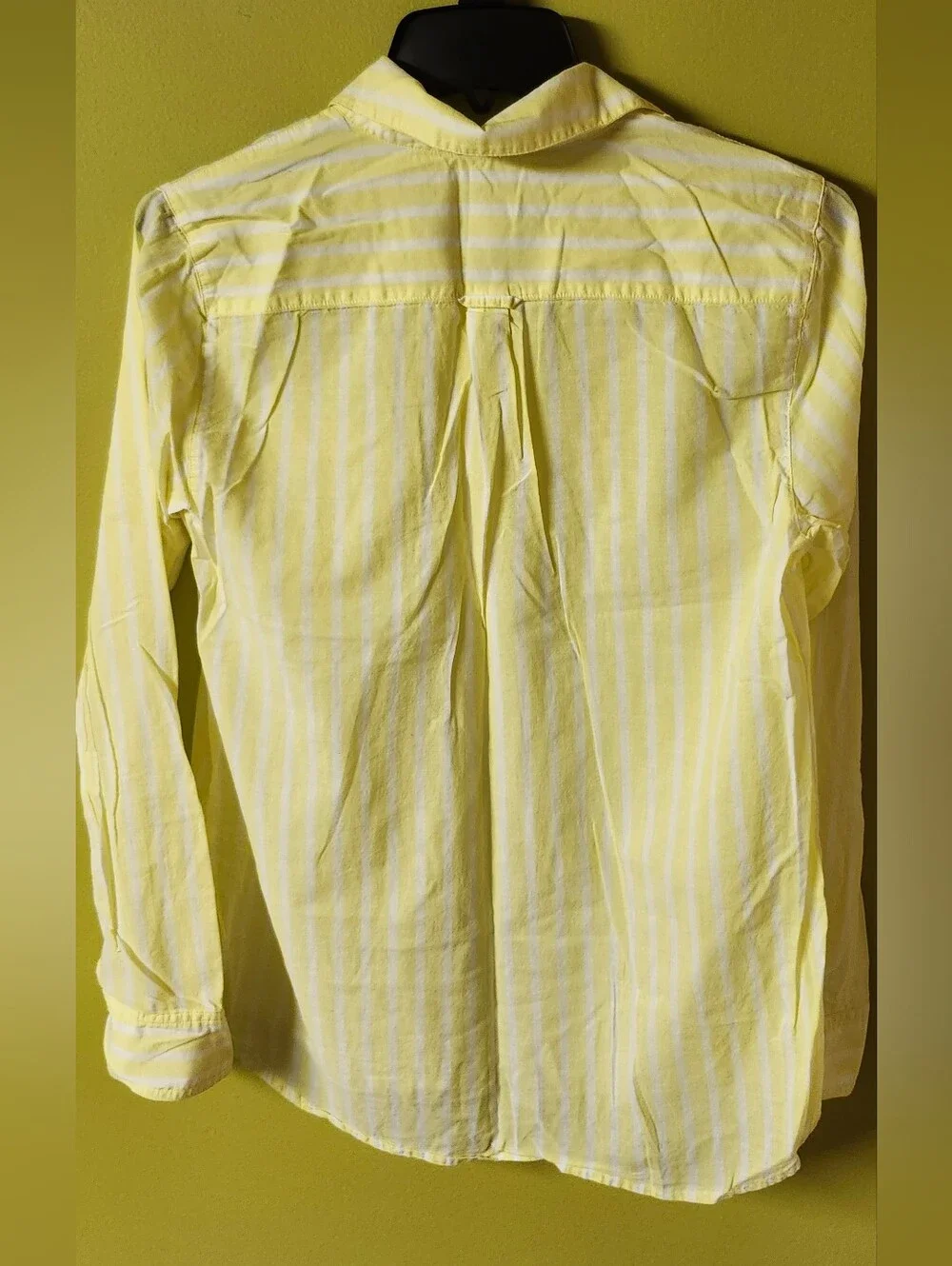 ​J.Crew Striped Button-Front Popover Shirt (Yellow & White), Sz M